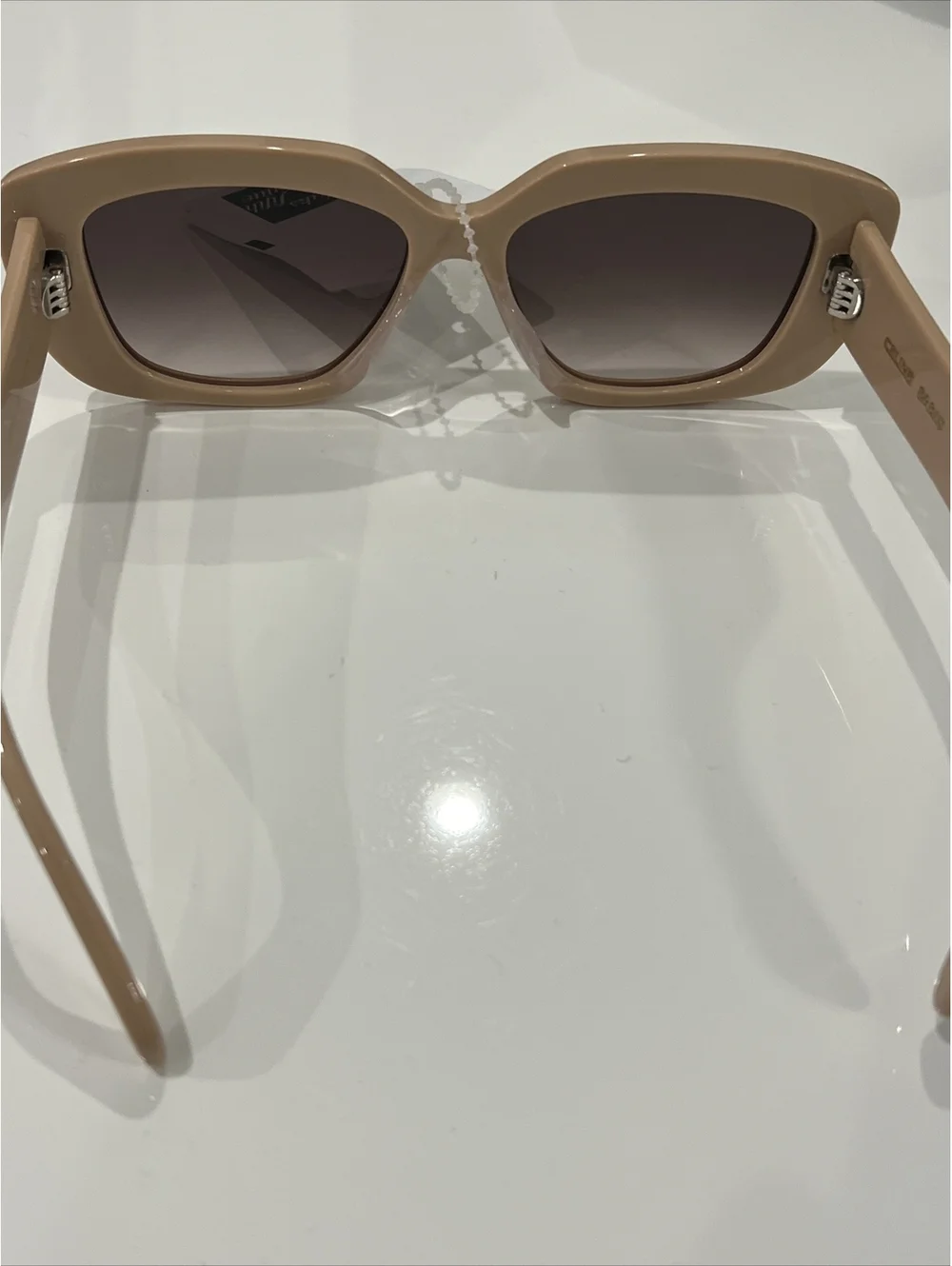 $510 CELINE PARIS CL40216U 57F Shiny Solid Nude Sunglasses